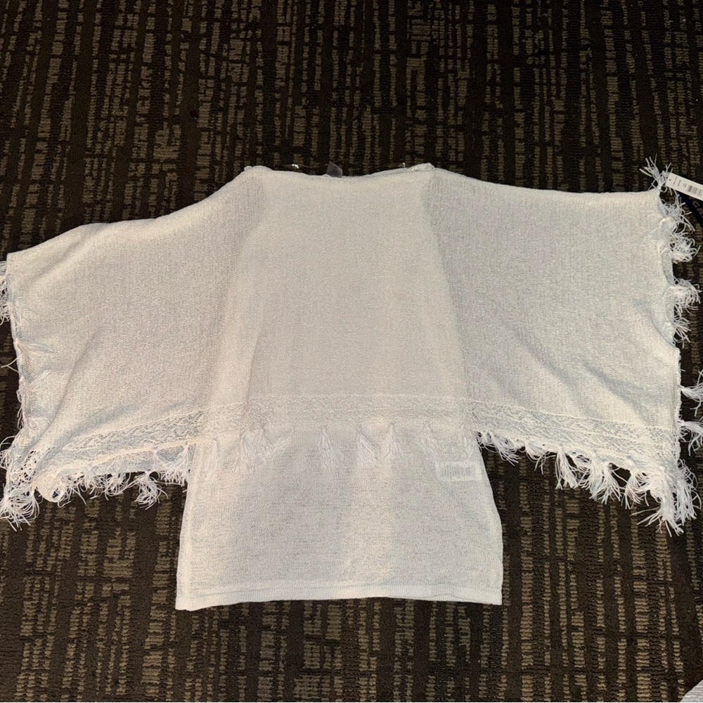 Fringed White Women's Top